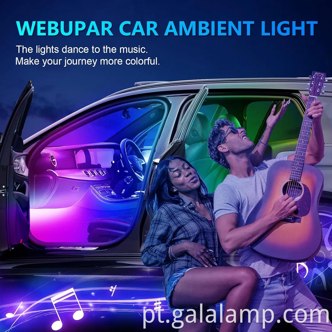 Kit de tira de luz de neon LED vibrante para o ambiente Car